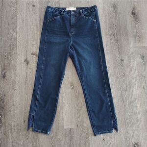 Soft Surroundings High Rise Straight Leg Touch of  Lace Ankle Jeans 16T